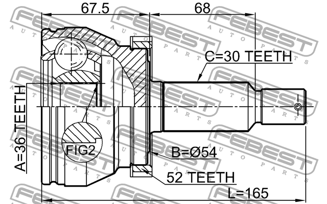 ШРУС наружный HYUNDAI SANTA FE (CM) 2006-2012 1210-CMATA52 1210-CMATA52 FEBEST