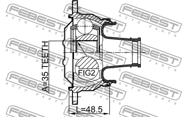 ШРУС карданного вала 35x107 MITSUBISHI PAJERO IV/MONTERO 2006- 0411-V75SHA 0411-V75SHA FEBEST