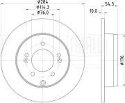Диск торм. Hyundai Sonata (05-)/Grandeur (06-)/Kia Optima (12-) зад. d=284 (DF 1 DF190128 TRIALLI