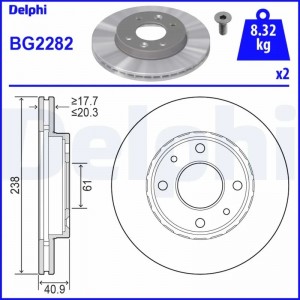 BG2282 диск тормозной передний!\ Renault Clio/Megane/R19 1.4-1.9TD 83> BG2282 DELPHI