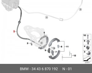 трос ручника задний правый! 34436772104\ BMW X5(E70) all 07> 34 43 6 870 192 BMW