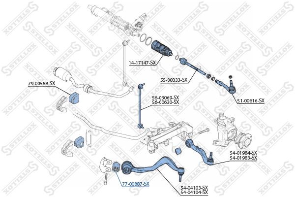 сайлентблок рычага пер. нижн. левый+правый!\ BMW E65/E66 01> 77-00887-SX STELLOX