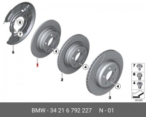 Диск тормозной BMW 1 (E81,E87,F20),3 (E90,F30) задний (1шт.) OE 34 21 6 792 227 BMW