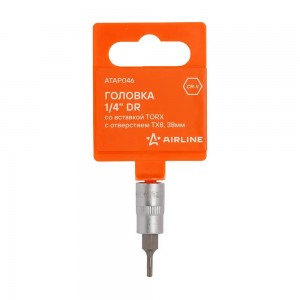 Головка 1/4 со вставкой TORX с отверстием TX8, L=38мм (ATAP046) ATAP046 AIRLINE