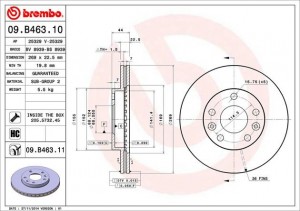 Диск тормозной 09.B463.10 09.B463.10 BREMBO