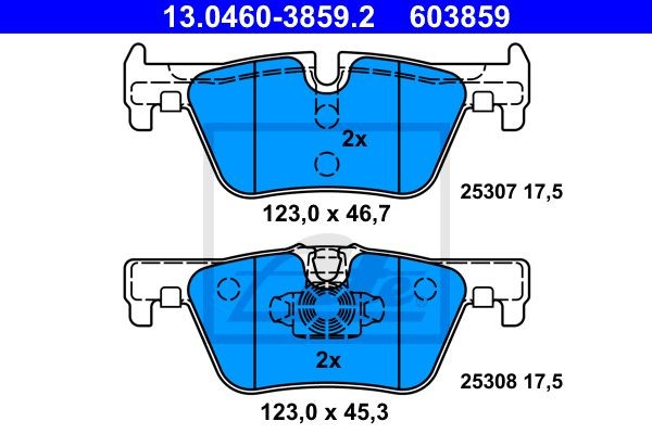 13.0460-3859.2 колодки дисковые задние!\ BMW 1 F20 1.6/1.8/2.0D 11> 13.0460-3859.2 ATE