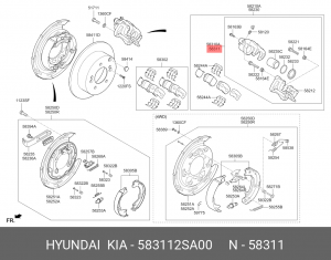 Суппорт HYUNDAI ix35 (09-) KIA Sportage (10-) (4WD) задний правый OE 583112SA00 HYUNDAI KIA