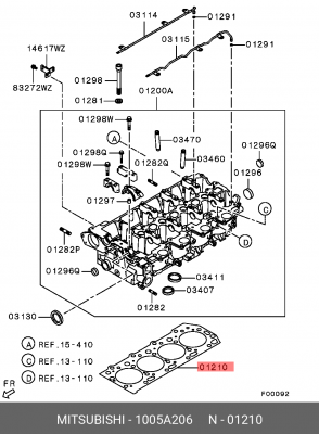 ПРОКЛАДКА ГОЛОВКИ БЛОКА ЦИЛИНДРОВ 1005A206 1005A206 MITSUBISHI