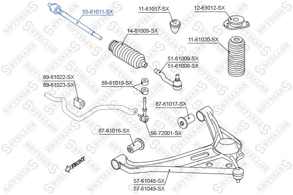 тяга рулевая!\ Suzuki Grand Vitara SQ 98> 55-61011-SX STELLOX