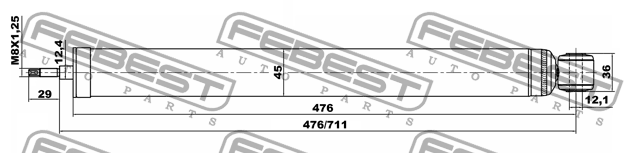 Амортизатор задний FORD FOCUS CB8 2011-2015 21650805R 21650805R FEBEST