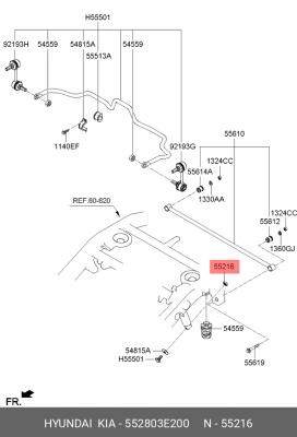 Сайлентблок KIA Sorento (06-) рычага заднего продольного OE 552803E200 HYUNDAI KIA