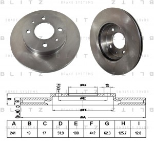 Диск тормозной передний вентилируемый HYUNDAI Accent 00- BS0256 BS0256 BLITZ