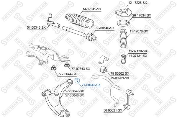 сайлентблок задний переднего рычага!\ Mitsubishi Galant DJ1A/DJ3A/DJ5A <06 77-00642-SX STELLOX