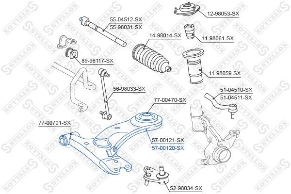 рычаг правый!\ Toyota RAV 4 II/III all 00> 57-00120A-SX STELLOX
