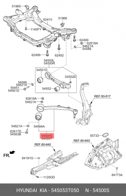 Рычаг подвески HYUNDAI Equus (14-) KIA Quoris (13-) передний нижний левый OE 545053T050 HYUNDAI KIA