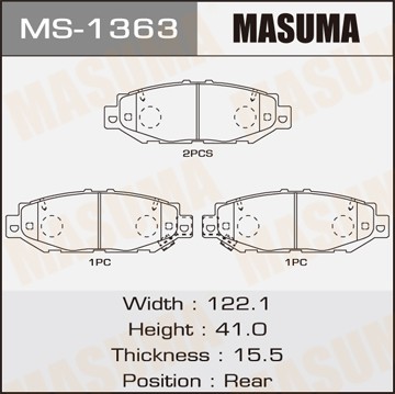 колодки дисковые задн.!\ Lexus GS 300/430 93>/LS 400 94-00 MS1363 MASUMA