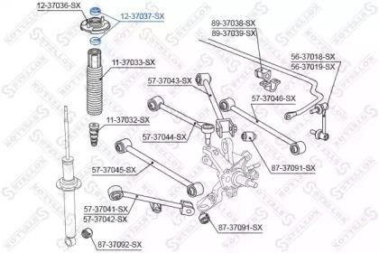 537 1237=O130980 [51631SV7004] !подушка опоры амортизатора зад.\ Honda Accord al 12-37037-SX STELLOX