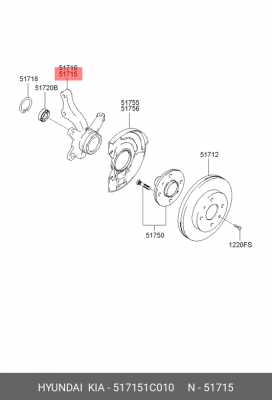 Кулак поворотный HYUNDAI Getz (02-) левый OE 517151C010 HYUNDAI KIA