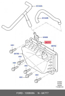 кольцо уплотнительное клапана вентиляции картера!\ FORD B-Max 1 008 086 FORD