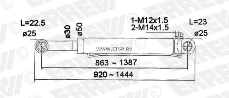 цилиндр подъема кабины!\DAF XF95/105 731876 ERREVI