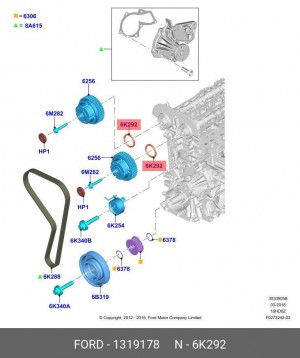Сальник распредвала FORD Focus,C-Max (1.6) передний OE 1 319 178 FORD