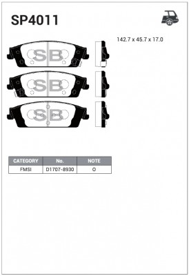 Колодки задние CADILLAC ESCALADE 2010- SP4011 SP4011 SANGSIN