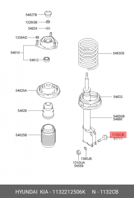 Болт HYUNDAI Accent (99-) крепления амортизатора OE 1132212506K HYUNDAI KIA