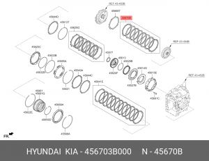 Диск фрикционный АКПП HYUNDAI Santa Fe (10-),ix35 (10-),Tucson (15-) комплект OE 456703B000 HYUNDAI KIA