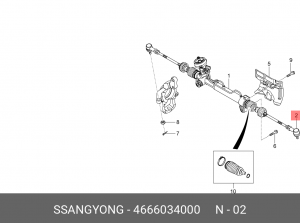 Наконечник рулевой тяги SSANGYONG Actyon (10-) (M14х1.5) OE 4666034000 SSANG YONG