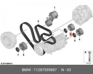 Ролик приводного ремня BMW X6 (N54) обводной OE 11 28 7 559 887 BMW