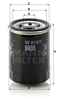 Фильтр масляный W610/7 Mann-Filter (26300-02750) Hyundai W6107 MANN FILTER