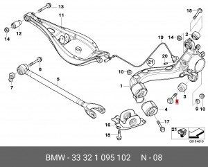Болт BMW 3 (E46),5 (E39) рычага заднего (сход-развала) OE 33 32 1 095 102 BMW
