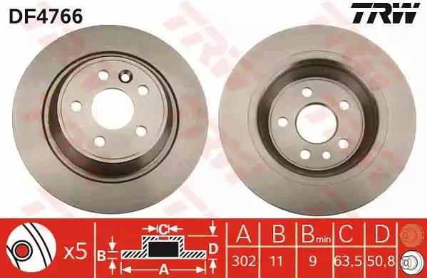 Диск тормозной FORD Mondeo (07-) задний (1шт.) TRW DF4766 TRW