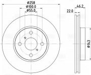 Диск торм. Toyota Yaris (05-)/Daihatsu Charade (11-) перед. d=258 (DF 190202)  2 DF 190202 TRIALLI