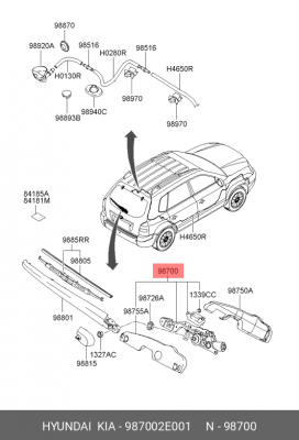 Мотор-редуктор стеклоочистителя HYUNDAI Tucson заднего OE 987002E001 HYUNDAI KIA
