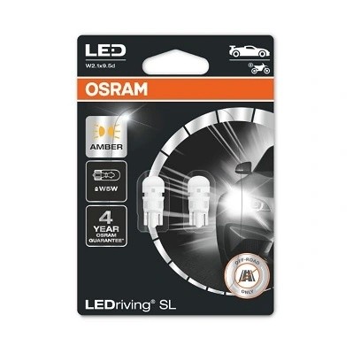 Лампа светодиодная 12V W5W T10 W2.1x9.5d блистер (2шт.) LEDriving SL Yellow OSRA 2827DYP2BL OSRAM
