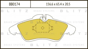 Колодки тормозные дисковые передние MERCEDES Sprinter/Vito W638 96-VW LT 28-35 9 BB0174 BLITZ