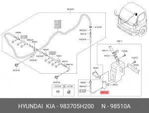 Насос омывателя HYUNDAI HD65,72,78 OE 983705H200 HYUNDAI KIA
