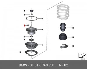 Гайка BMW 1 (E81,Е87),3 (E36,Е46) с буртиком самоконтрящаяся ОЕ 31 31 6 769 731 BMW