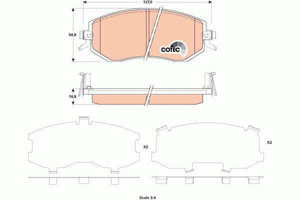 Колодки тормозные SUBARU Forester (08-),Impreza (08-),XV (12-) передние (4шт.) T GDB3519 TRW