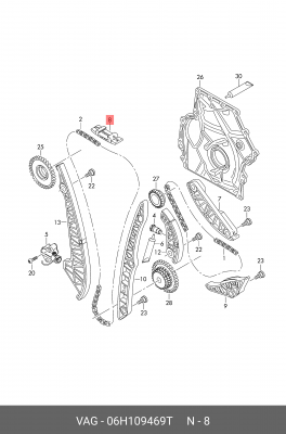 Планка VW Golf (13-),Passat CC,Tiguan (12-) (1.8/2.0) натяжителя цепи ГРМ OE 06H 109 469 T VAG