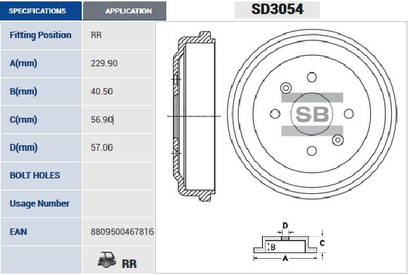 Барабан тормозной RAVON NEXIA 2015- SD3054 SD3054 SANGSIN