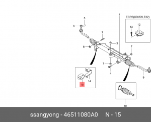 Втулка SSANGYONG Kyron (05-),Actyon (06-),Actyon Sport (06-/12-),Rexton (02-) ре 46511080A0 SSANG YONG