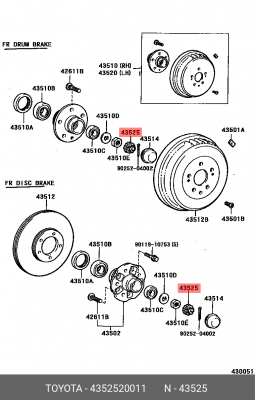 Шайба стопорная 43525-20011 43525-20011 TOYOTA