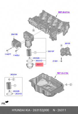 КРЫШКА КОРПУСА МАСЛЯНОГО ФИЛЬТРА 26315-2J000 263152J000 HYUNDAI KIA