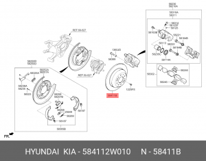 Диск тормозной HYUNDAI Santa Fe (12-) задний (1шт.) OE 584112W010 HYUNDAI KIA
