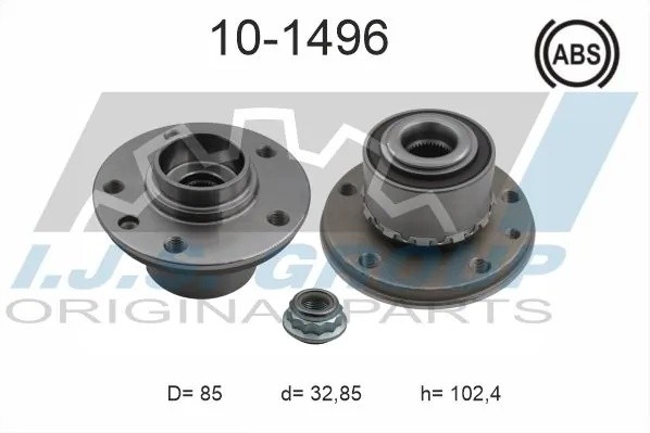 к-кт подшипника ступ. пер.+зад.!\ VW T5 2.0-3.2i/1.9/2.5TDi 03> 101496 IJS GROUP