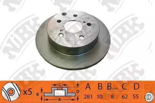 Диск тормозной задний TOYOTA RAV 4 III 06- D281мм RN1433 RN1433 NIBK