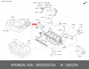 Мотор KIA Optima (16-) (TCI/GDI) заслонки коллектора впускного OE 283232GTA1 HYUNDAI KIA