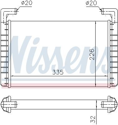 радиатор отопителя! пластик/алюминий 335x226x32\ RVI Magnum 90--> 73371 NISSENS